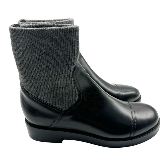 NWB J. Crew Black Italian Leather Rib-Cuff Chelsea Ankle Boots Pull On Shoes 9.5 - Picture 1 of 10